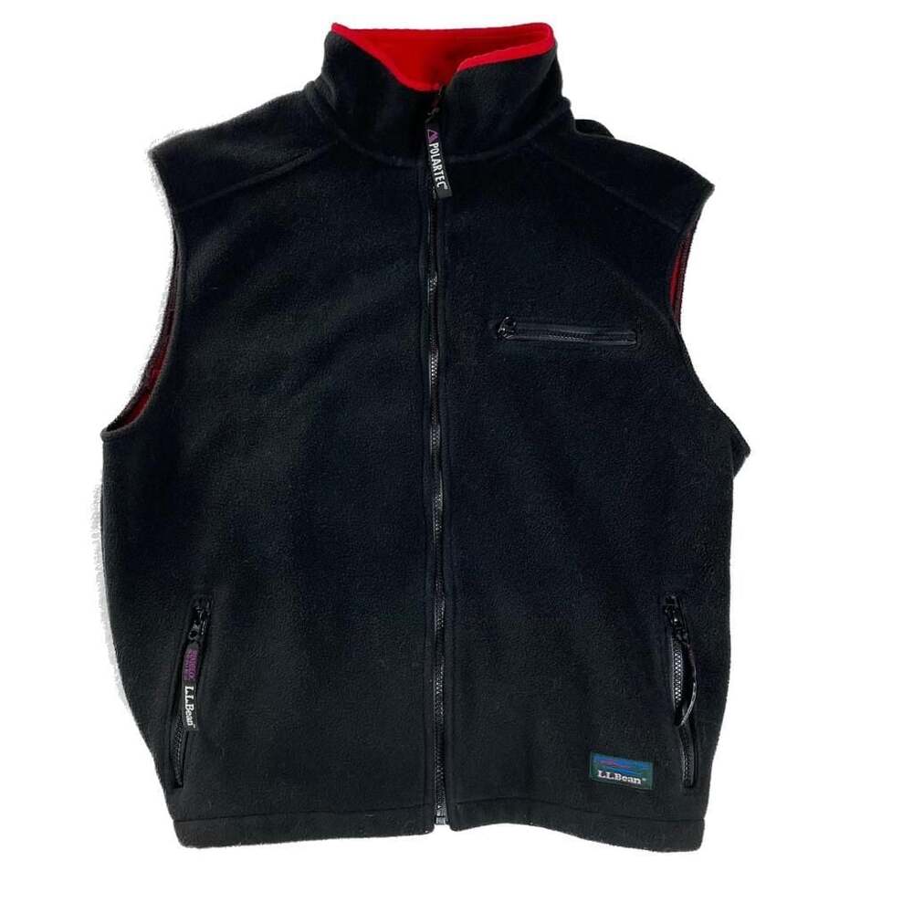 L.L.Bean‎ Polartec Windbloc Fleece Vest Womens Large Black Red Gorpcore